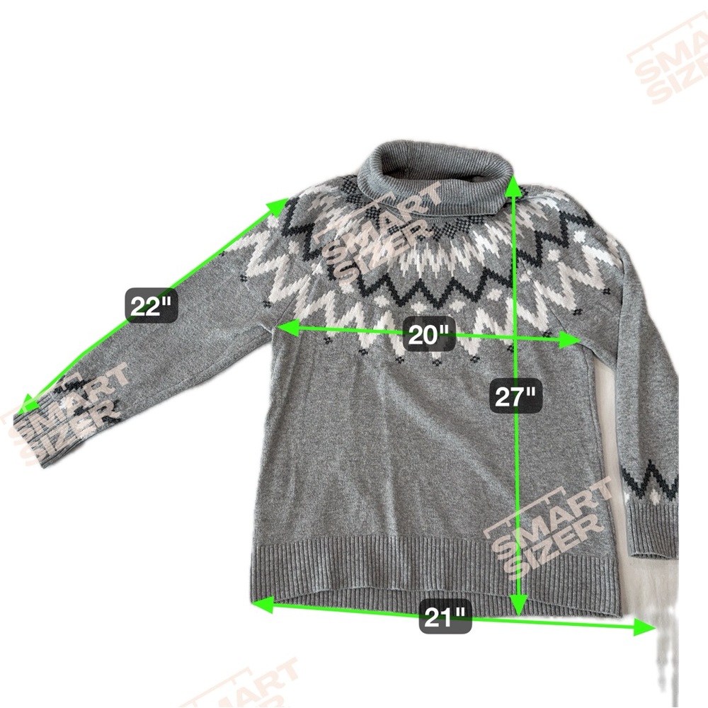 LOFT Fair-Isle Pattern Yoke Sweater Turtleneck Cozy Winter Cotton Blend Size L - Picture 2 of 10